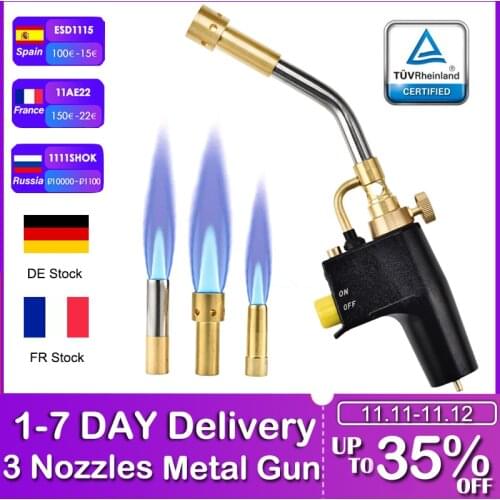 3Nozzles Mapp Propane Gas Welding Torches Plumbing Blowtorch Soldering Iron Metal Flame Gun Soldering Welding
