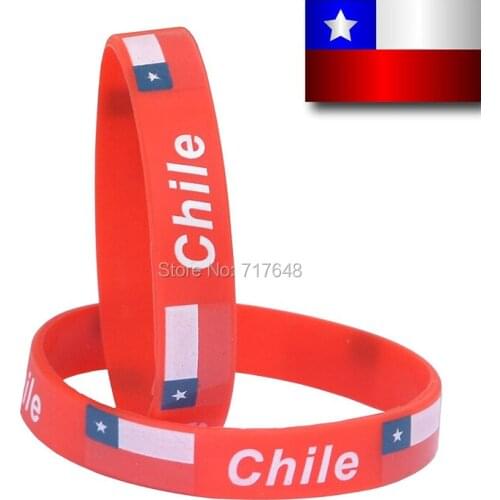 300pcs flag Chile Red wristband silicone bracelets free shipping by FEDEX