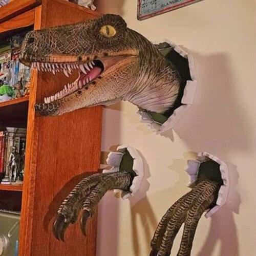 3D Dinosaur Simulation Ornaments Velociraptor Set Resin Wall Stickers Atmosphere Decoration Props Suitable for Party R7UB