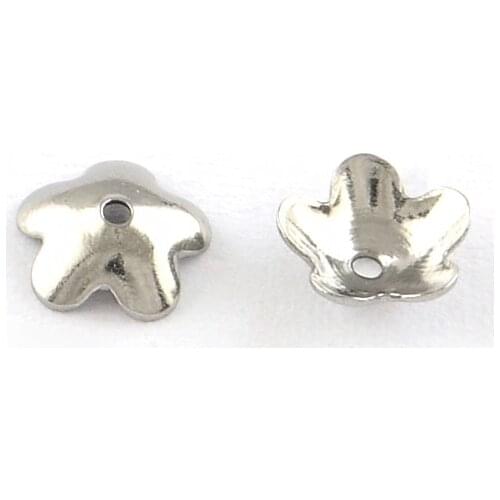 500pcs 5.5x6x2mm Small 5-Petal Flower Smooth Surface 304 Stainless Steel Bead Caps for Jewelry Making DIY Bracelet Hole:0.5mm