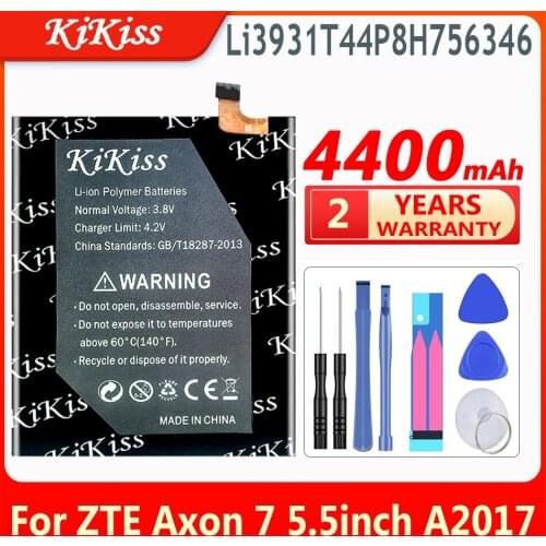 KiKiss 4400mAh High Capacity Battery Li3931T44P8H756346 for ZTE Axon 7 5.5inch A2017