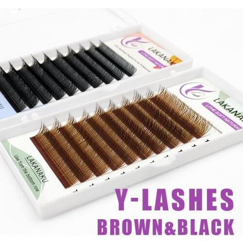 Abonnie Black & Brown Y Eyelashes Extensions Y Lashes Volume Mink Eye Lashes Premade Fans Faux cils Y