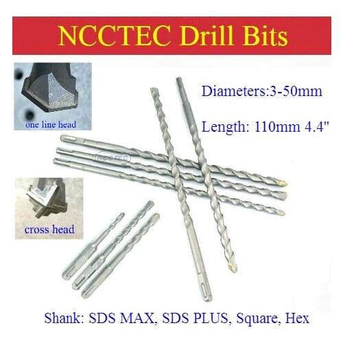 [Length 110mm 4.4'' ] Diameter 3-50mm 0.12''-2'' carbide core drill bits | Hammer hole saw SDS MAX SDS PLUS Square Hex Shank