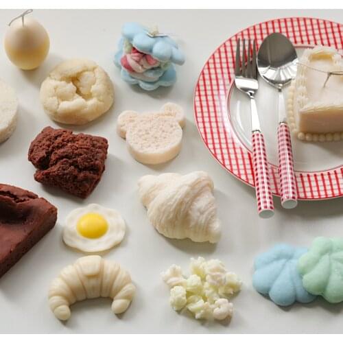 Dessert Simulation Cake Bread Cheese Slice Poached Egg Scented Candle Silicone Mold Handmade Soap Aromatherapy Clay Resin Mould