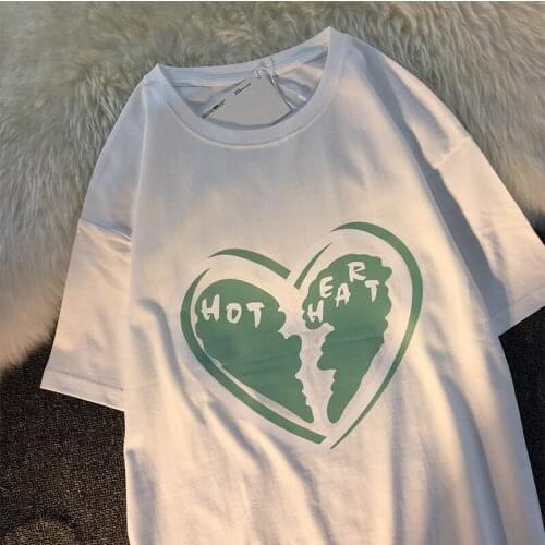 Printing T-shirt Summer Short-Sleeved Round O-Neck Mens Fashion Loose Cotton All-match Style INS Lovers Student BF