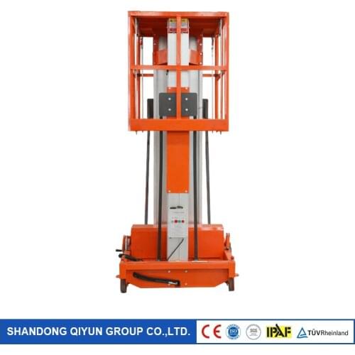 Qiyun Customized CE ISO 16 m Hydraulic Aluminum Alloy Lift Three Masts Man Lift for Workshop Use