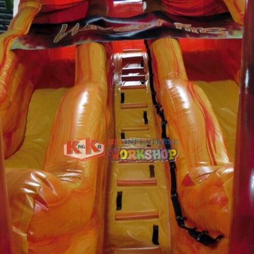 Giant Volcano Playground Portable Large Inflatable Double Lane Fire Ice with Wet Dry Slide