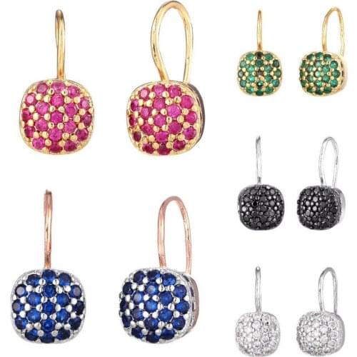 HECHENG 1pair fashion simple austrian crystal dangle earrings wholesale for women gold color square shaped shining jewelry