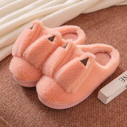Baby Girls Cotton Slippers 2021 New Winter Childrens Cute Plush Slippers Boys Home Indoor Non-slip Furry Shoes Kids Slippers