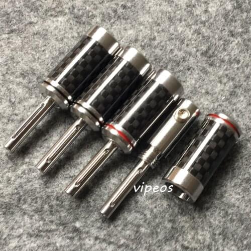 Carbon fiber Rhodium plated speaker cable banana plug 4pieces
