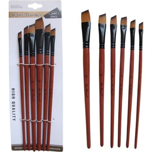 6pcs Nylon Watercolor Wooden Handle Brush Art Oil Painting Wrinting Brush Pen Set DIY Painting Art Supply High Quality Dropship