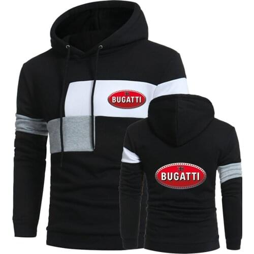 Bugatti Car Logo 2021 3 Color Splice Hoodies Print Customize Harajuku Sweatshirts Mans Cotton High Street Coat Tops