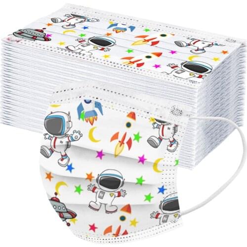 50pcs Cartoon Kids Mask 3 Layer Child Filter Mask Disposable Facemask Ear Loop Halloween Cosplay Mascarilla Mouth Mask Masques