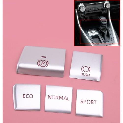 CITALL Metal 1Set Silver Gear Shift Box Button Sticker Trim Fit For Toyota RAV4 2019 2020 Car Styling