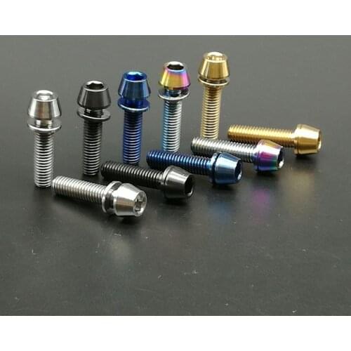 Multicolor M5X20mm Titanium Allen Hex Taper Cone Head M5 Ti Bolts Screw With Washer 4pcs/lot