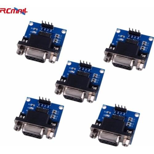5pcs RCmall MAX3232 RS232 to TTL Serial Port Converter Module DB9 Connector MAX232 FZ0468A*5