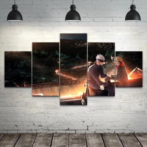 Modular Jujutsu Kaisen Canvas Painting 5 Pieces Wall Art Japan Anime Gojo Satoru Itadori Yuji Poster Home Decor Corridor Picture