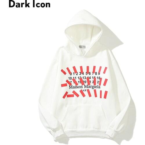 Dark Icon Letters Printed High Street Mens Hoodie Pullover Autumn Fleece Sweatshirts with Hoodie 3 Colors