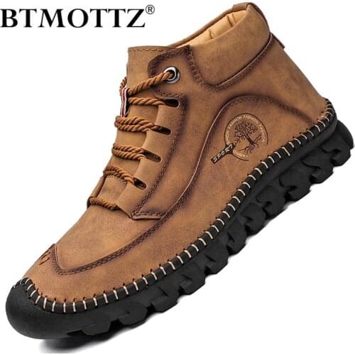 Mens Casual Boots Designer Lace up Sneakers Men Leather Vintage Handmade Mens Ankle Boots Outdoor Western Boots Botas Hombre