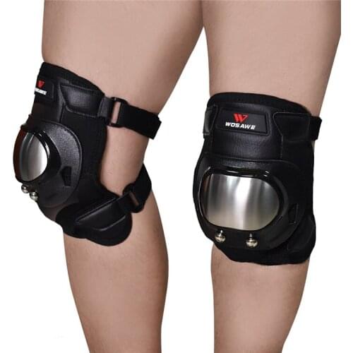 WOSAWE Moto Stainless Steel Knee Pads Adult Knee Protector Sport Safety for Skiing Motorcycle Racing MTB Cycling Skateboarding