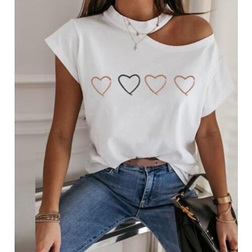 New Elegant Short Sleeve Shirt Women Streetwear Office Tops Ladies Abstract Face Print Tee Women T Shirts Plus Size Streetwear
