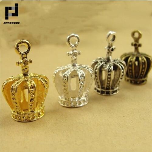 BASEHOME 10pcs/lot 20x13x11mm Crown Pendant Charms Vintage Metal Crown Jewelry Findings for DIY Fashion Necklace Accessories