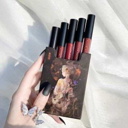 DAISHIAO 5pcs/set Cigarette Lipstick Waterproof Long-lasting Smoke Tube Velvet Red Lip Tint Matte Lip Stick Lip Makeup TSLM1