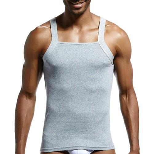 Casual Men Solid Color Sleeveless Slim Vest Breathable Fitness Cotton Tank Top