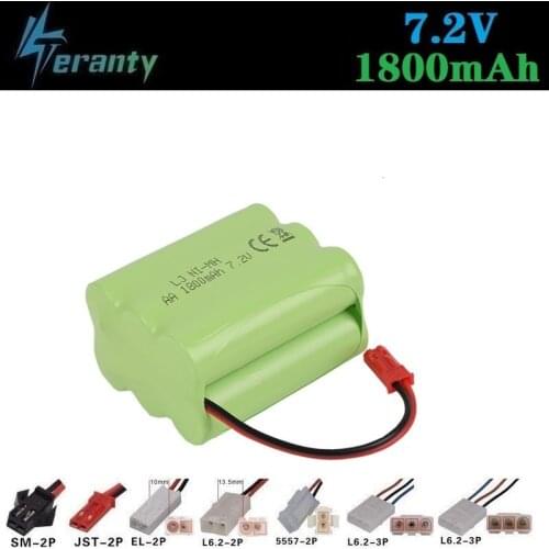 JST Plug ) 7.2v 1800mah NiMH Battery For Rc toys Car Tanks Trains Trucks Robots Boats Guns AA 700mah 7.2v Rechargeable Battery