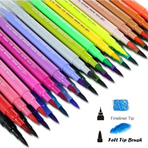 Dual Tip Brush Pen Art Marker Fineliner Watercolor Pens for Coloring Drawing Painting Manga Calligraphy Art Supplies Stationery