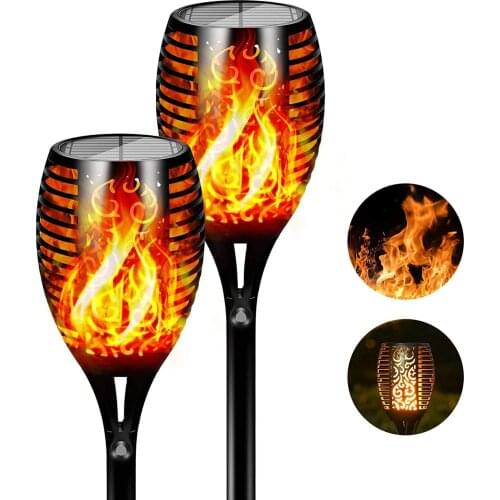 Solar Lights Outdoor, 96 LED Solar Torch with Dancing Flickering Flames Waterproof Landscape Decoration Flame Lights 2 Packs