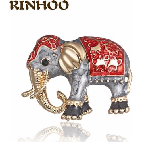 RINHOO Vintage Enamel Black Elephant Brooches Men Women Rhinestone Mammoth Animal Brooch Pin Suits Collar Scarf Buckle Jewelry