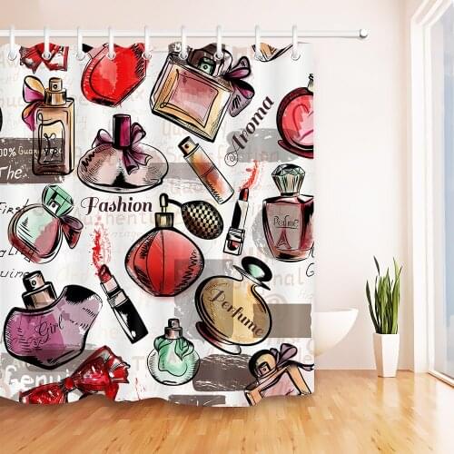 72'' Fashion Watercolor Cosmetic Make Up Artist Bathroom Waterproof Fabric Shower Curtain Polyester 12 Hooks Bath Accessory Sets