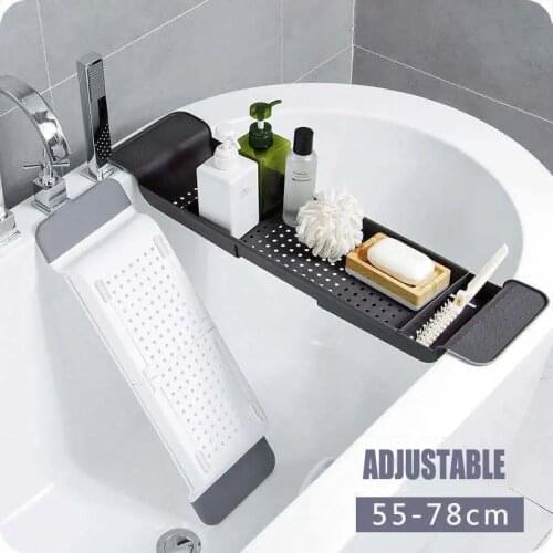 Retractable Storage Rack Bath Tray Shelf Bathtub Multi-Function Bathroom Tools Towel Storage Shelf Kitchen Sink Drain Holder