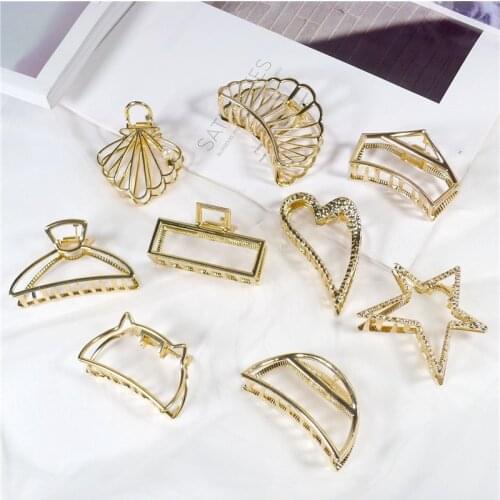 Geometric Hair Claw for Women Girls Clamps Hair Crab Metal Gold Hair Clip Claw Accessories Hairpins Ornament B063