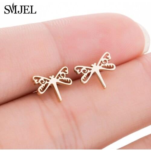 SMJEL Cute Dragonfly Earrings Ladies Rose Gold Fashion Jewelry For Mothers Day Gifts Animal Studs Earring boucle d'oreille