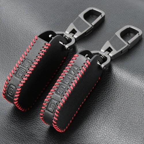 3/4 Buttons Leather Car Key Case For Kia Sportage Ceed Sorento Cerato Forte Stinger K900 2017-2019 Cover Remote Fob Shell Jacket