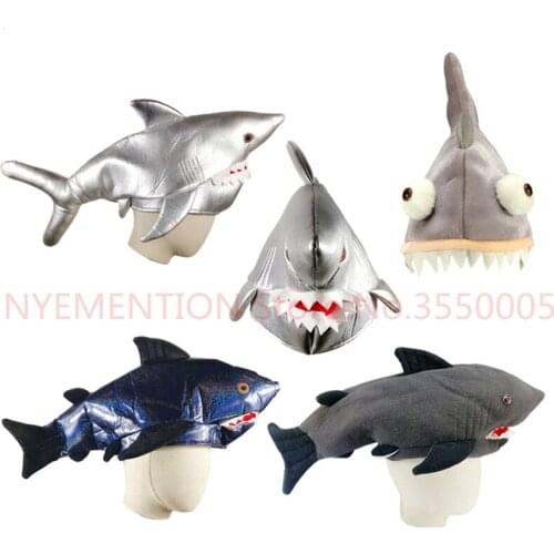 Creative Aquarium shark hat Big Mouth Shark Halloween Christmas Cosplay Party Costume Hat Marine Hat for children Adult 5pcs