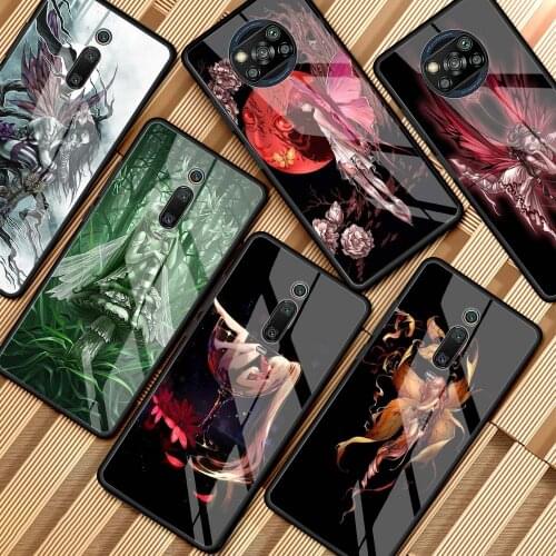 Gothic Skull Fairy Glass Phone Case for Xiaomi Redmi Note 9S 8 Mi Poco X3 NFC 9 10T Pro 5G 8T 7 9T 10 Lite 9C K40 Cover Coque