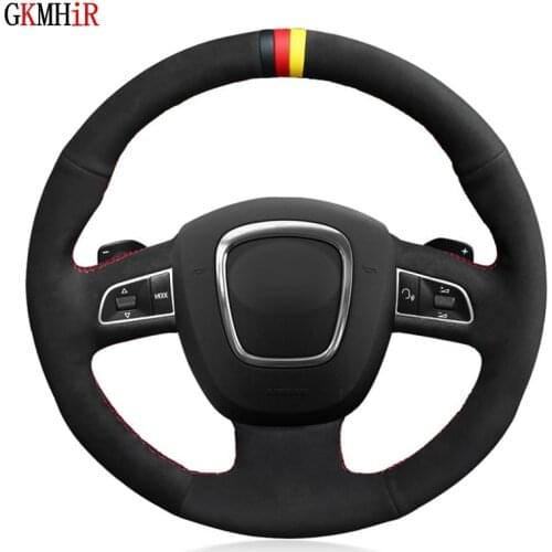 Black Suede Car Steering Wheel Cover For Audi A3 8P Sportback A4 B8 Avant A5 8T A6 C6 A8 D3 Q5 8R Q7 4L S3 S4 S5 S6 S8 RS 4
