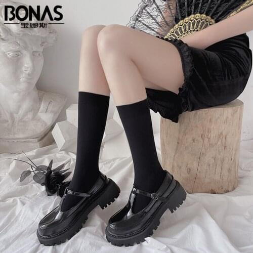 Black jk socks, womens socks, calf socks, long tubes, knee socks, half socks, ins tide version