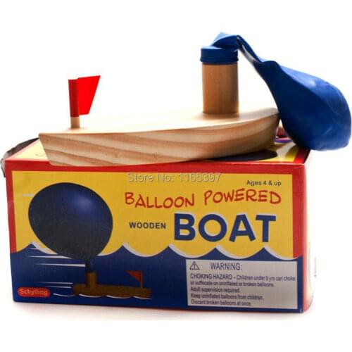 Free ship teenage children kids scientific science educational models experimental toys materials balloon powered wooden boat