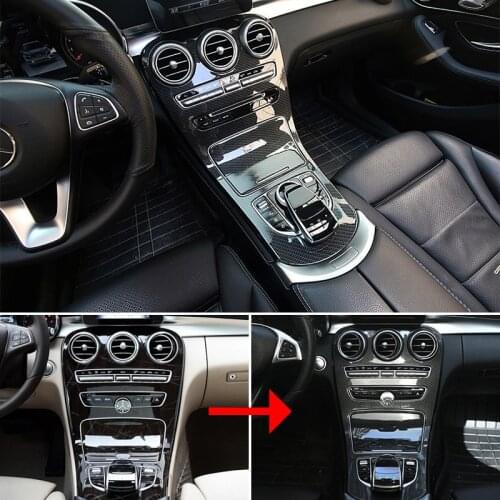 For Mercedes Benz C Class W205 2015-2017 glc X253 - Center Console Panel Decoration Cover Trim Carbon Fiber Color 2pcs