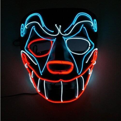 Halloween Cool EL Wire Mask Glowing Costume Decor Cosplay Clown Smiling Face Mask