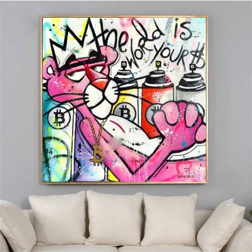 Disney Canvas Painting Graffiti Cartoon Art Anime Poster and Prints Wall The Boss Pink Panther Pictures for Kids Room Decor