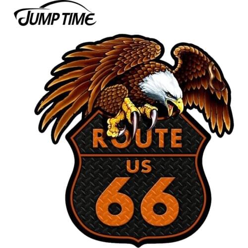 JumpTime 13cm x 12.6cm For Route 66 Eagle US Sign JDM Vinyl Sticker Car Bumper Decal Waterproof Accessories Funny Car Stickers