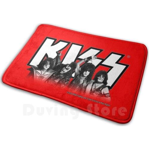 Kiss Band All Members - Black And White Carpet Mat Rug Cushion Soft Non - Slip Kiss Fan Art Kiss Band Kiss Music Kiss The