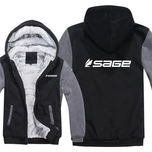 Fly Fish Fishinger Sage Hoodies casual Jacket Winter Men Thicken Sage Sweatshirts Wool Liner Man Streetwear