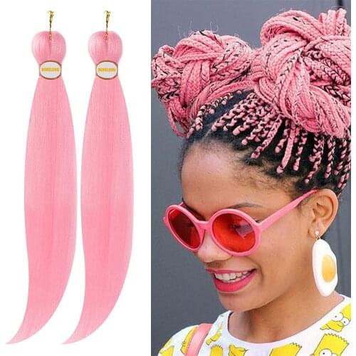 Natifah Hair Extensions For Hair Braid Color Hair Braid Synthetic Extensions Pre Stretched Hair For Afro Crochet Hair Pink Color