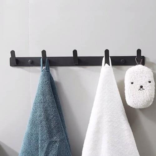 Wall Mounted Clothes Towel Aluminium Hooks Pasted Metal Bathroom Bracket Kitchen Bathroom Hook Accessories